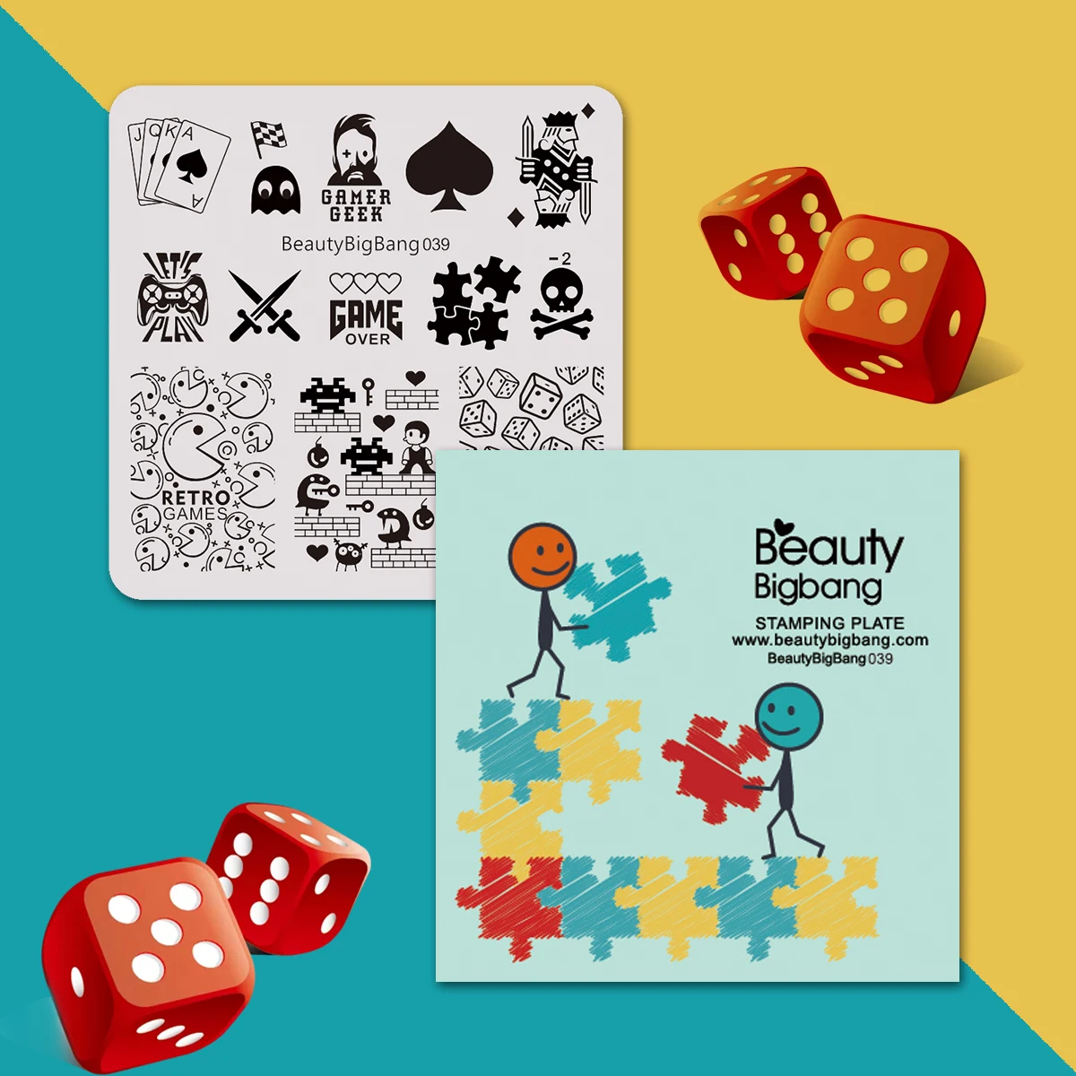 BeautyBigBang пластины для стемпинга ногтей тема игры геометрия игральные кости пики