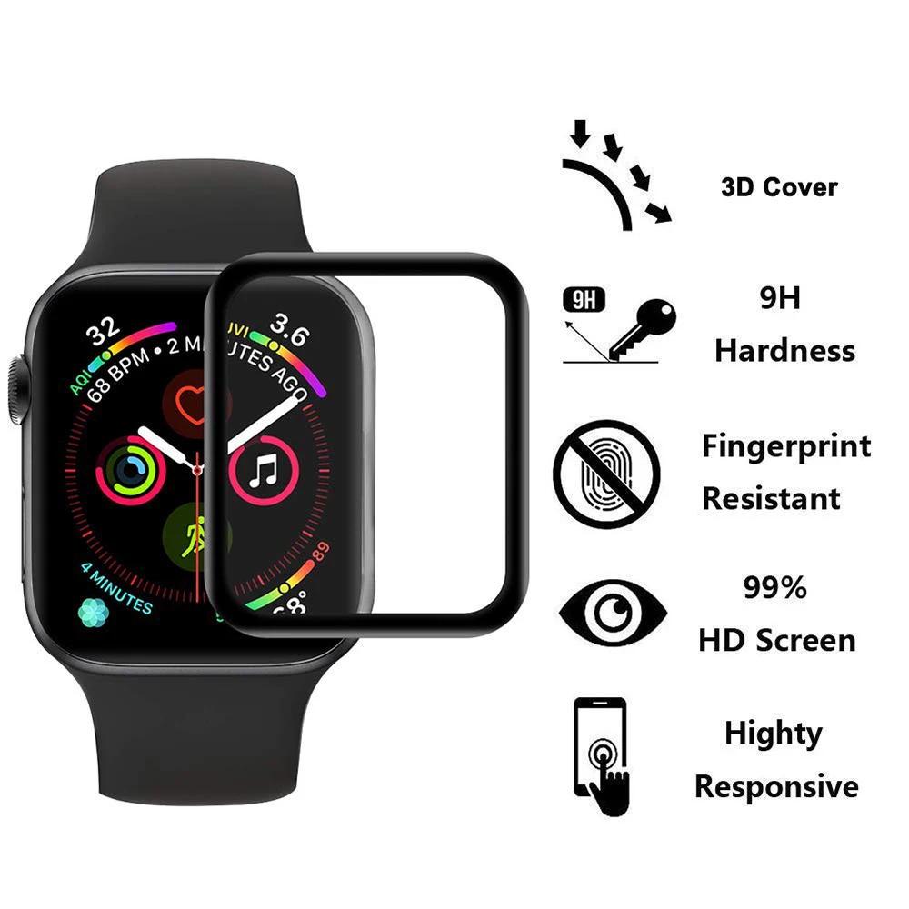 3D HD чехол из закаленного стекла для Apple Watch серии 3 2 1 38 мм 42 Защитная пленка экрана
