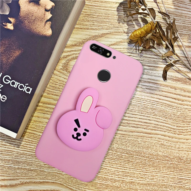 3D Силиконовый мультяшный чехол для Huawei Y7 Y6 Y5 премьер-профессионал девушка милый держатель телефона Стенд мягкий чехол Funda Coque