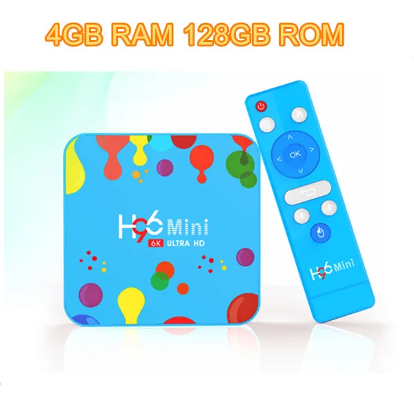 H96 Мини ТВ коробка Android 9,0 4 Гб ОЗУ 128 Гб ПЗУ 6k коробки Allwinner H6 четырехъядерный Hevc H.265 Wifi проигрыватель google Youtube телеприставка - Цвет: 4gb RAM 128gb ROM