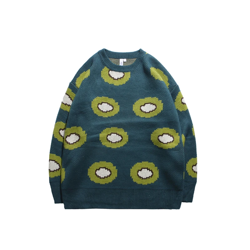 Уличная мода дизайн оверсайз Fit o-образным вырезом пуловер вязаный свитер