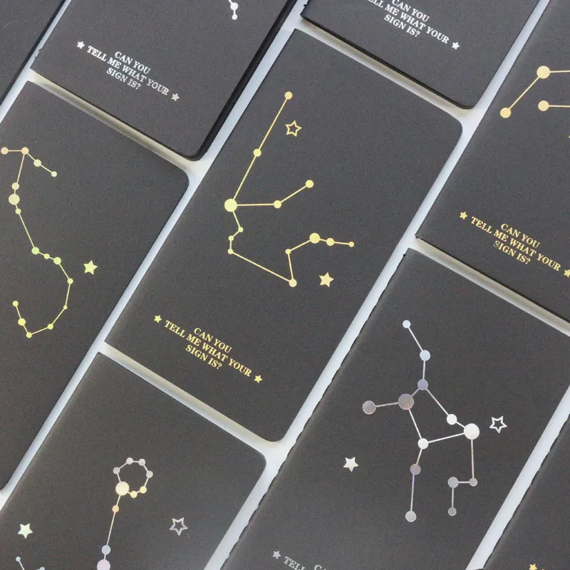 

Domikee vintage classic gold foil constellation pattern school student notebooks with black craft paper sheets stationery A7
