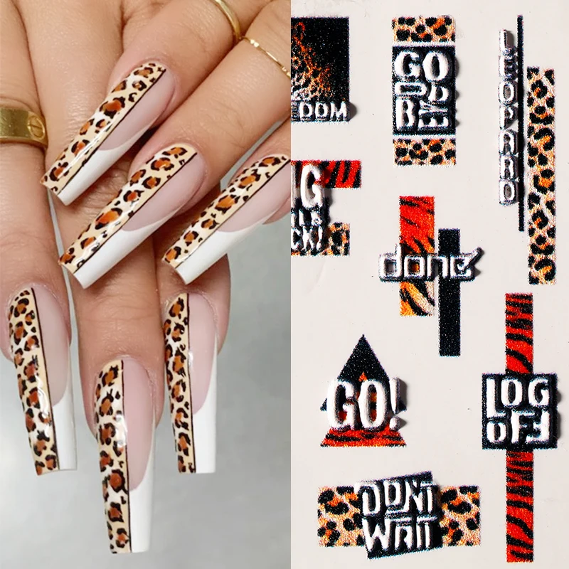 6D стикер для дизайна ногтей тигровая леопардовая полоска Переводные картинки
