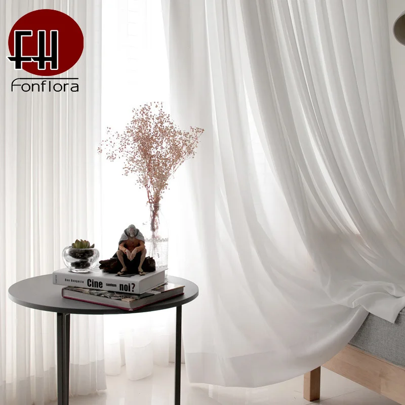 

White Tulle Curtains For Living Room Sheer Curtains For Bedroom Chiffon Smooth Fabric Party Wedding Home Decor Backdrop Custom