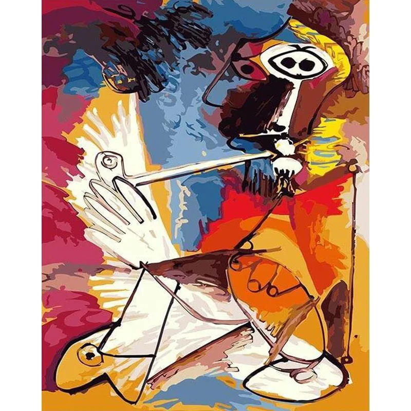 

Painting By Numbers DIY Dropshipping 40x50 60x75cm Abstract take pipe man Still life Canvas Wedding Decoration Art picture Gift