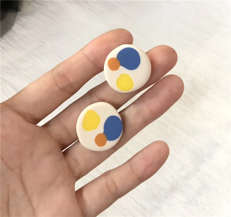 UJBOX японские корейские мягкие глиняные серьги-гвоздики палитра винтажная картина маслом для женщин девушек без ушей серьги аксессуары