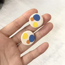 UJBOX японские корейские мягкие глиняные серьги-гвоздики палитра винтажная картина маслом для женщин девушек без ушей серьги аксессуары