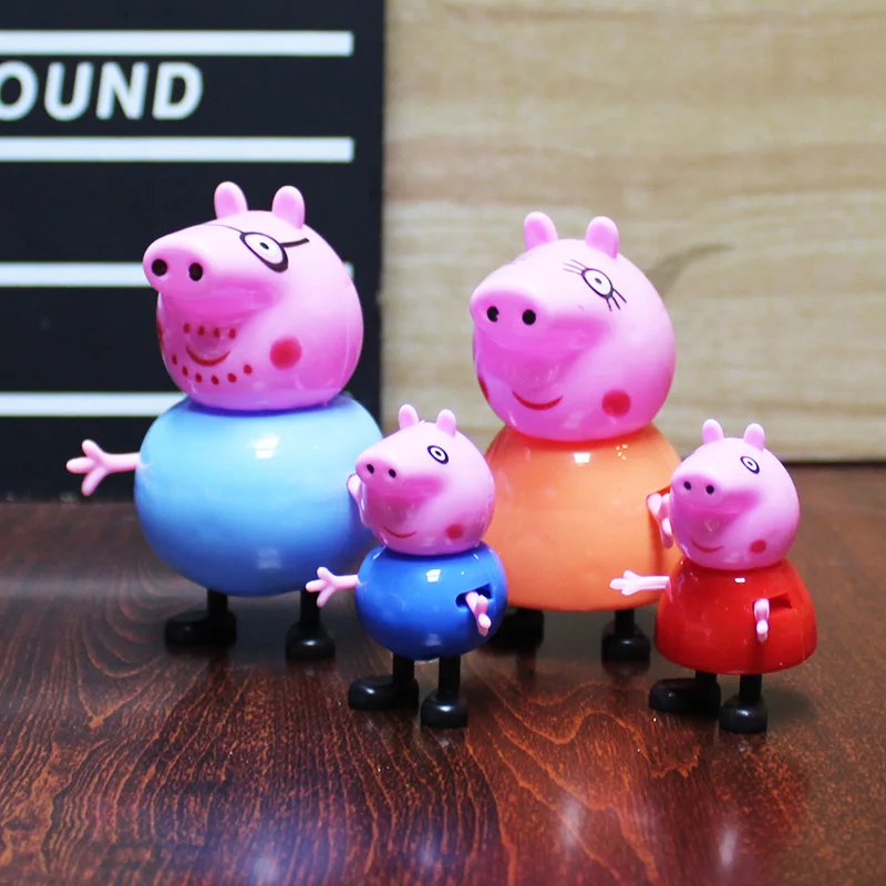 4 шт./компл. со Свинкой Пеппой; Семейный комплект для папы, мамы George& peppa фигурку аниме пластиковые игрушки для детей Рождественский подарок