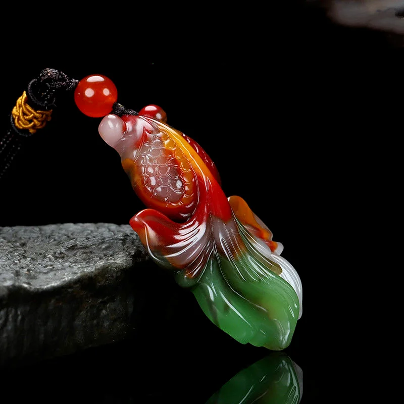 Natural Colorful Jade Rich Goldfish Pendants Men and Women Sweater Chain Pendants for pendant necklace,jade jewelry