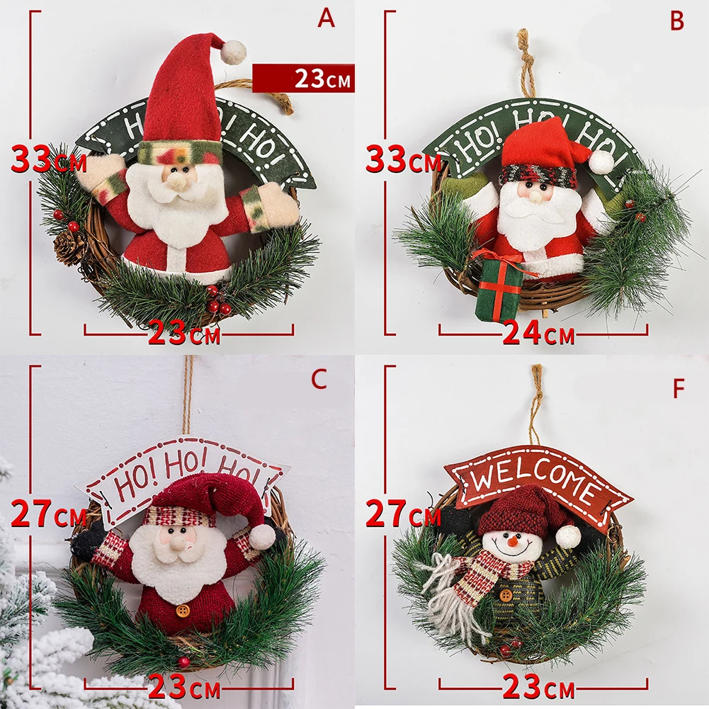 Artificial Pendant Christmas Wreath Rattan Decorative Home Mini Gifts Easy Apply Round Multipurpose Party Hanging Doll Door
