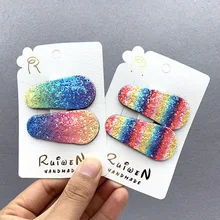 Детские заколки, аксессуары для волос, великолепный европейский и американский стиль, градиентный цвет, блестящий BB зажим, заколки для девочек, детский головной убор