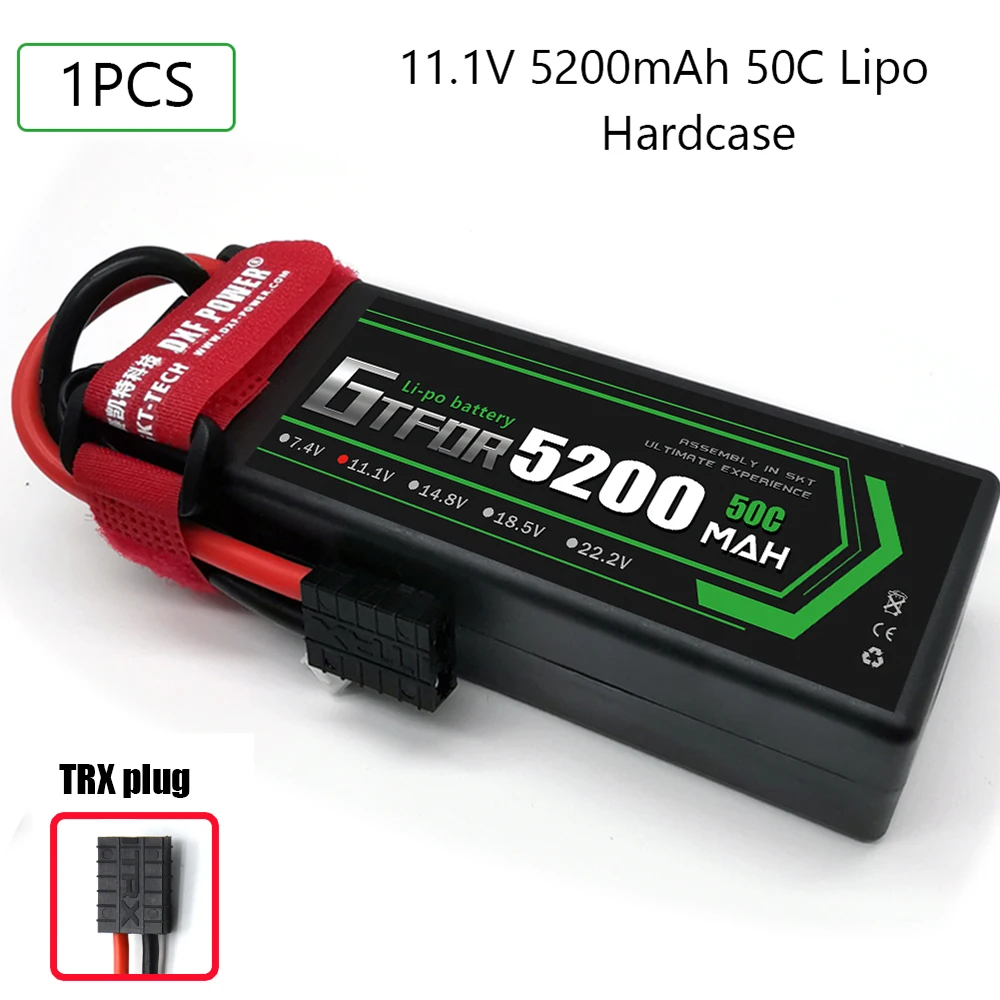 5200mAh 3S RC аккумулятор GTFDR 11,1 V 50C жесткий чехол Deans/T XT60 XT90 EC5 разъем для RC автомобиля, RC грузовика, вертолета, самолета - Цвет: 1PCS5200MAHHARDTRX