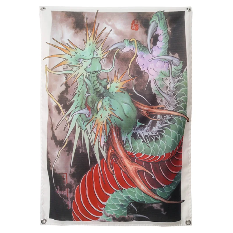 Dragon Prajna Tattoo Banners Tapestry Retro Poster Sticker Bar Cafe Home Decor large size Hanging Flag 4 Gromments in Corners | Дом и сад