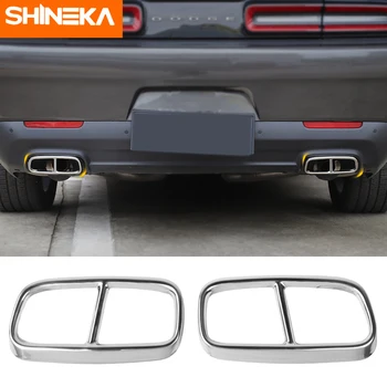 

Stainless Steel Car Rear Tail Throat Decor Frame Car Exhaust Pipe Trim Cover Stickers Accessories For Dodge Challenger 2015-2019