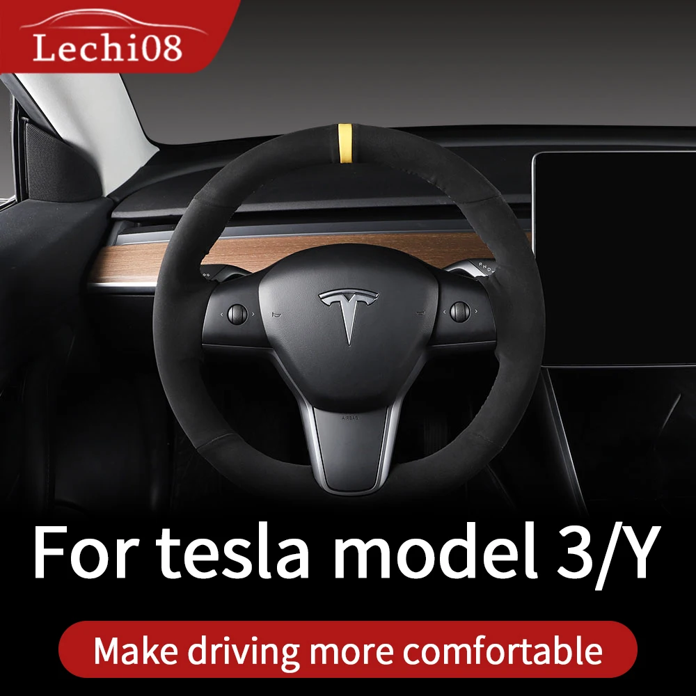 Leather Steering Wheel Cover For Tesla Model 3 Model Y Accessories/car