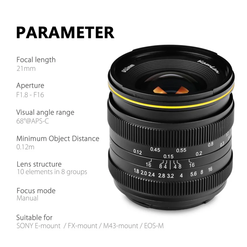 KamLan 21 мм F1.8 APS-C диафрагма ручной фокус объектив для Olympus для Panasonic M43-Mount