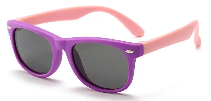 C20 purple gray Поляризованные солнцезащитные очки для малышей TR90 ультралегкие анти-осенние солнцезащитные очки для мальчиков и девочек UV400 детские милые Квадратные очки - Цвет линз: C20 purple gray