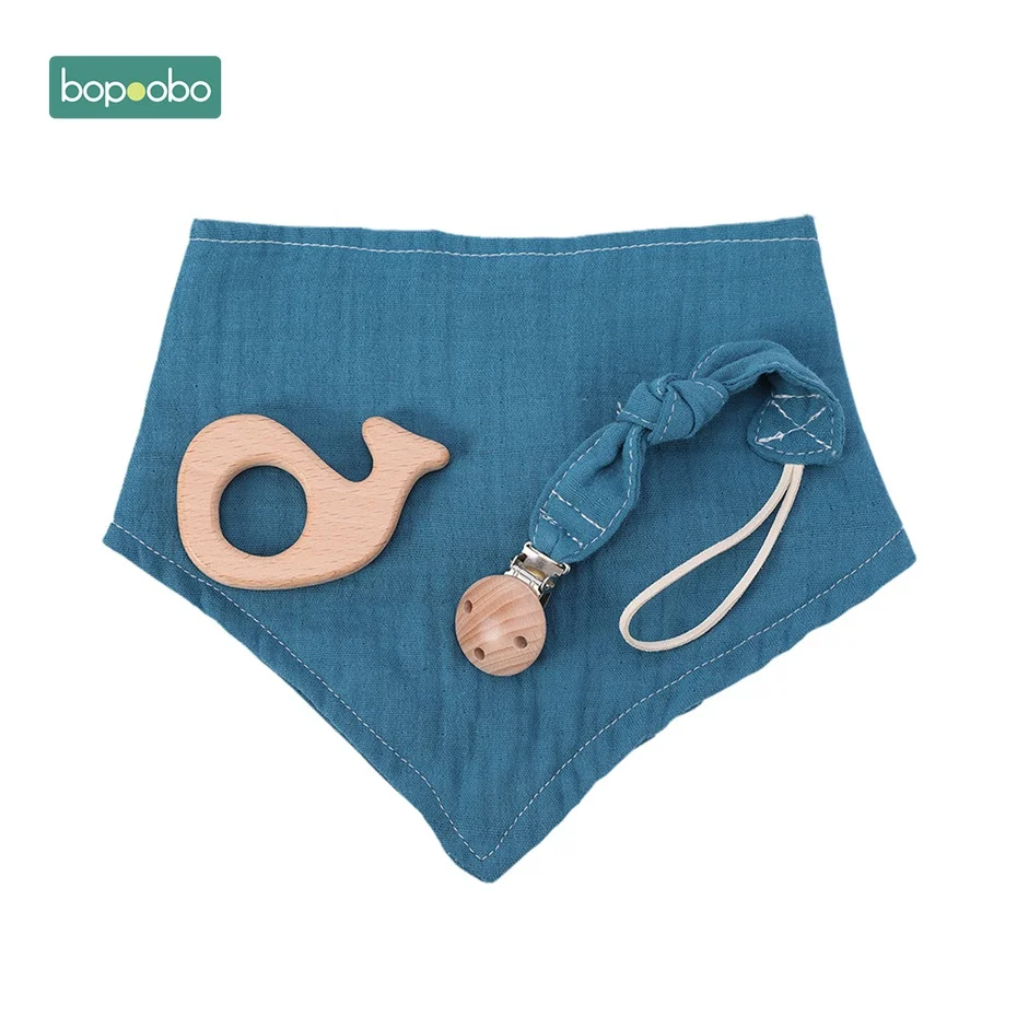 Розовый Bopoobo 3 шт./компл. деревянный Прорезыватель с заячьими ушками; деревянные кольца детский нагрудник из хлопка Полотенца DIY деревянная пустышка на цепочке для кормящих детские товары - Цвет: Розовый