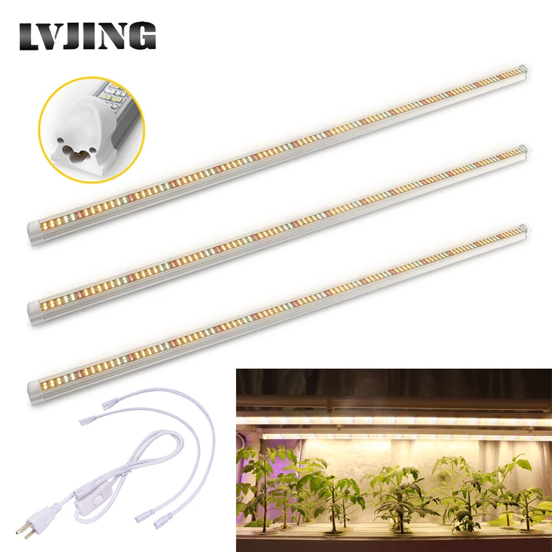 US $55.29 3pcsLot Full Spectrum Led Grow Light 60W T8 Tube Bar Led Phyto Lamp Strip For Indoor Plants Flower Growth Seeds Aquarium Tent