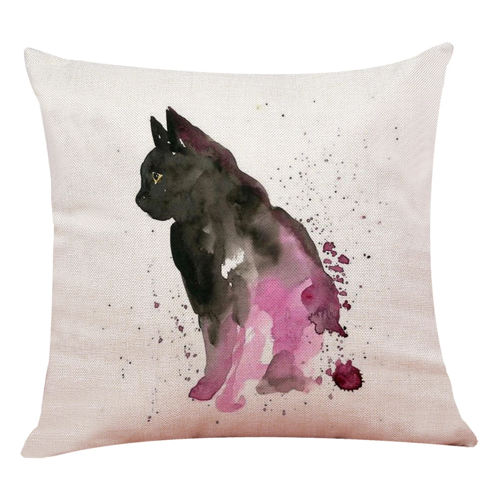 

Cute Cat Printed Throw Pillow Case Sofa & Bed Home Decor Design Square Cushion Cover Colorful Cartton Pillowcase Cover