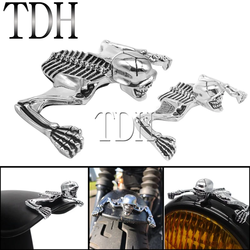 

Skull Visor Headlight Ornament Mod Skeleton Decorative Figure Helmet Mudguard Visor Ornament Phare Squelette Graph For Harley