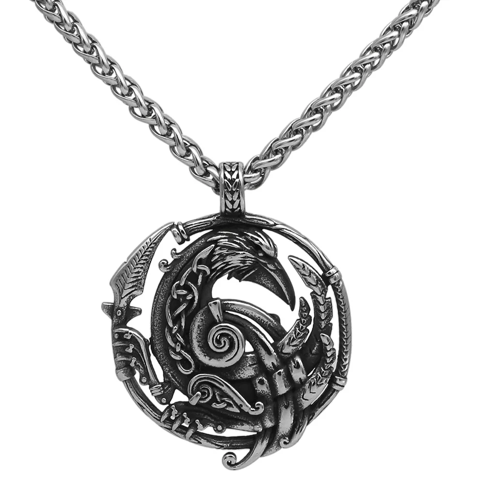 Norse Viking Raven Odin Necklace For Men Viking Jewelry Stainless Steel ...