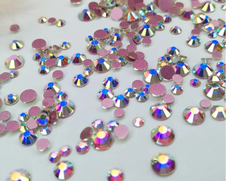 2020-Newest-Crystal-AB-Nail-Art-Rhinestones-Pink-Rose-Base-Non-Hot-Fix-FlatBack-Strass-Fabric (4)