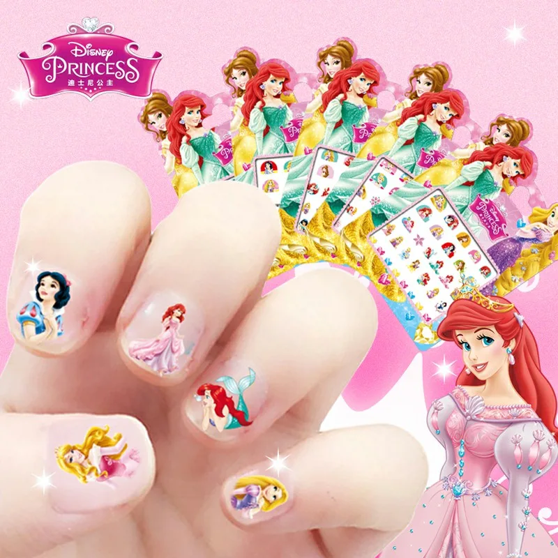 Juego de 5 uds. De pegatinas de maquillaje de princesa Blanca Nieves de Disney para niñas, juguetes de princesa para niñas, accesorios de decoración de uñas, suministros