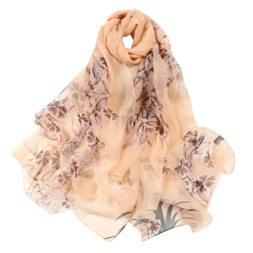 

Feitong Fashion Women Flower Print Long Soft Wrap Scarf Simulation Silk Shawl Scarves Fantastic Neckerchief Wraps