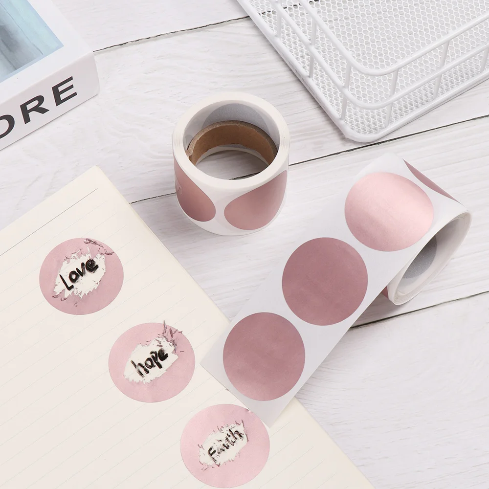 1Roll Round Rose Gold Scratch Off Sticker Secret Code Cover Label Adhesive Party Game Favor Stationery Sticker Scratch Off Label