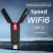 Adaptateur WiFi 6 USB 3.0 Dongle, 1800Mbps, carte réseau sans fil double bande, 2.4/5 ghz, adaptateur USB pour Windows 7/10/11, PC/ordinateur portable