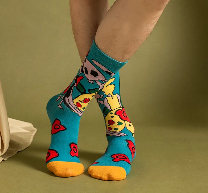 

Adult average size socks for Men and women Fashionable cartoon character socks 5 pairs/lot