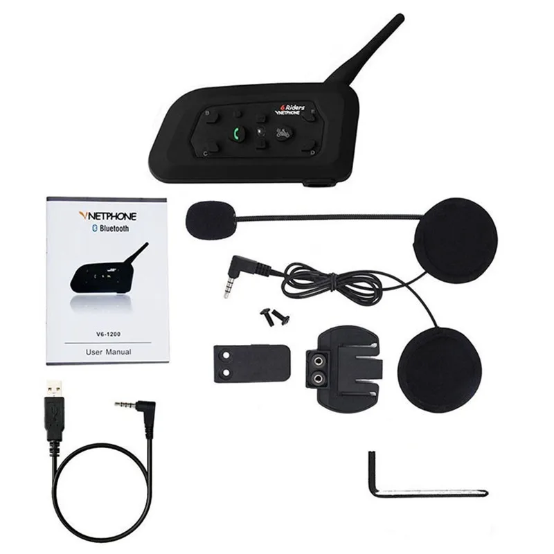 2pcs Vnetphone V6 Motorcycle Bluetooth Helmet Intercom Headset 1200m Moto Wireless Bt Interphone For 6 Riders Intercomunicador Bt Interphone Vnetphone V6helmet Intercom Headset Aliexpress