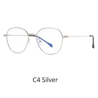 C4 Silver Ralferty, женские очки, синий светильник, очки для компьютера, круглая металлическая оправа для очков для близорукости, модные очки D2105 - Цвет оправы: C4 Silver