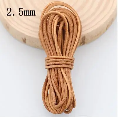 Leatheccraft DIY ручной работы кожаный шнур из воловьей кожи основные цвета браслет ожерелье багаж поводок для домашних животных плетеная веревка 5 метров - Цвет: 2.5mm