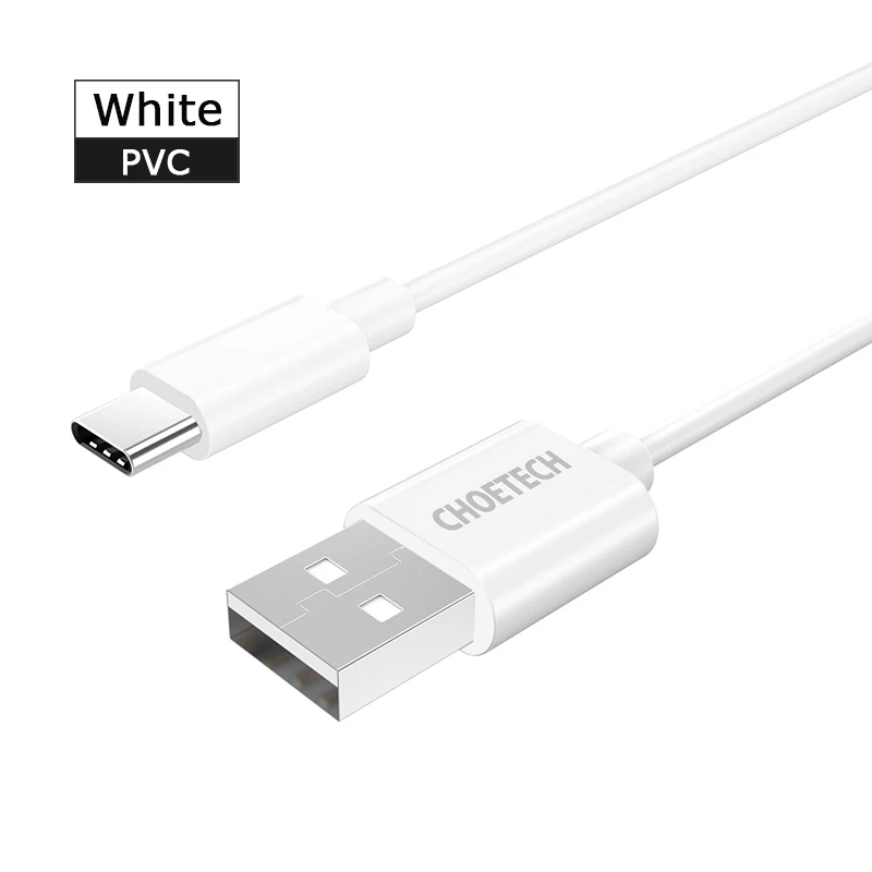 CHOETECH usb type-C кабель для samsung s9 Быстрая зарядка USB C кабель для зарядки мобильного телефона для Xiaomi Redmi mi9 note 7 - Цвет: Белый