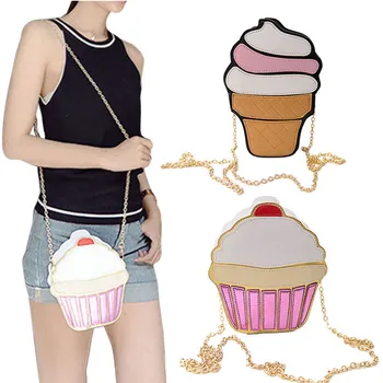 

Women's Messenger Bag Ice Cream Shaped Creative PU Small Female Bag Fashion Small Fresh Sweet Chain Diagonal Cake Shoulder Bag