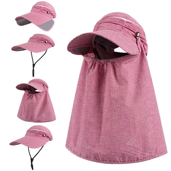 

New Fashion Female Spring Summer Sun Protection Foldable Tea Picking Cover Face Breathable Cap UV Protection Outdoor Sun Hat