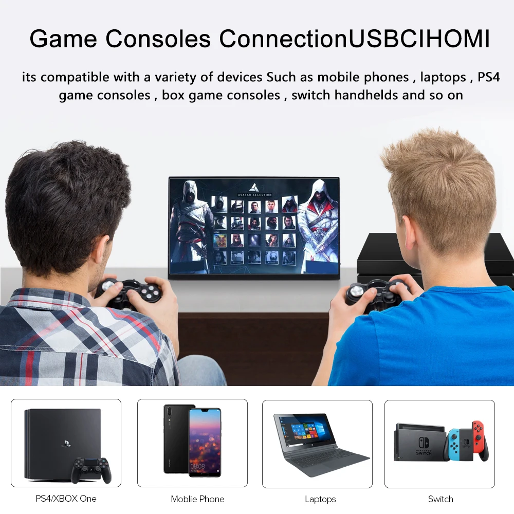 15 дюймовый металлический ультратонкий портативный игровой монитор 1080P HDR IPS