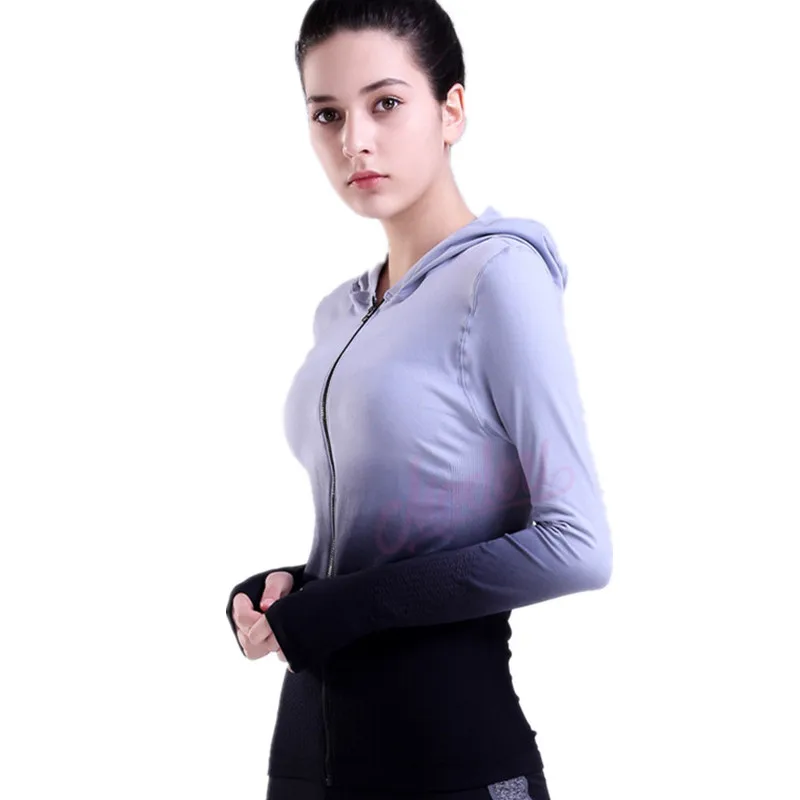 ESHINES женские куртки с большим пальцем новая кофта Для Бега Йога, тренировки, фитнес облегающая одежда для верхней части тела быстросохнущая дышащая спортивная куртка для женщин