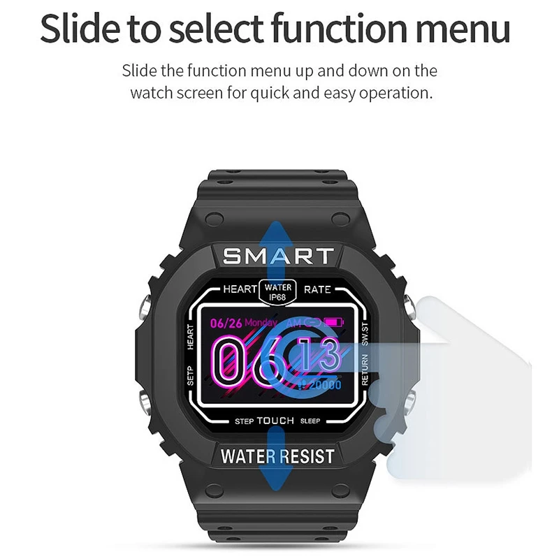 K16 Смарт-часы 1,14 дюймов IP68 спортивные Смарт-часы для Android IOS черный