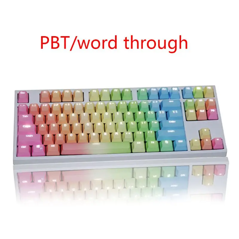 

1 Set Replaceable PBT Keycaps 87 104 108 Transparent Lettering Keys Double Shot Injection Backli Key Cap for Mechanical Keyboard