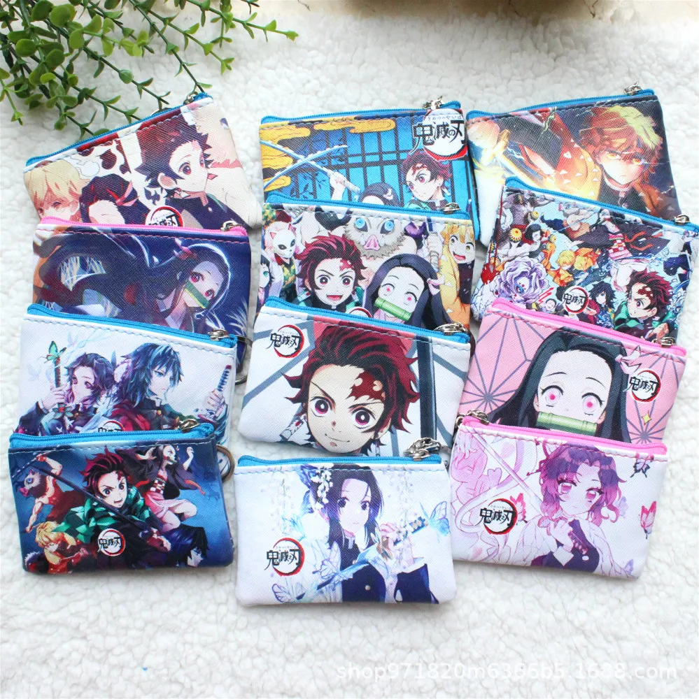 

New Anime Ghost And Extinction Blade Small backpack zero wallet Key chain hold a bag PU key chains to store a small bag keyring
