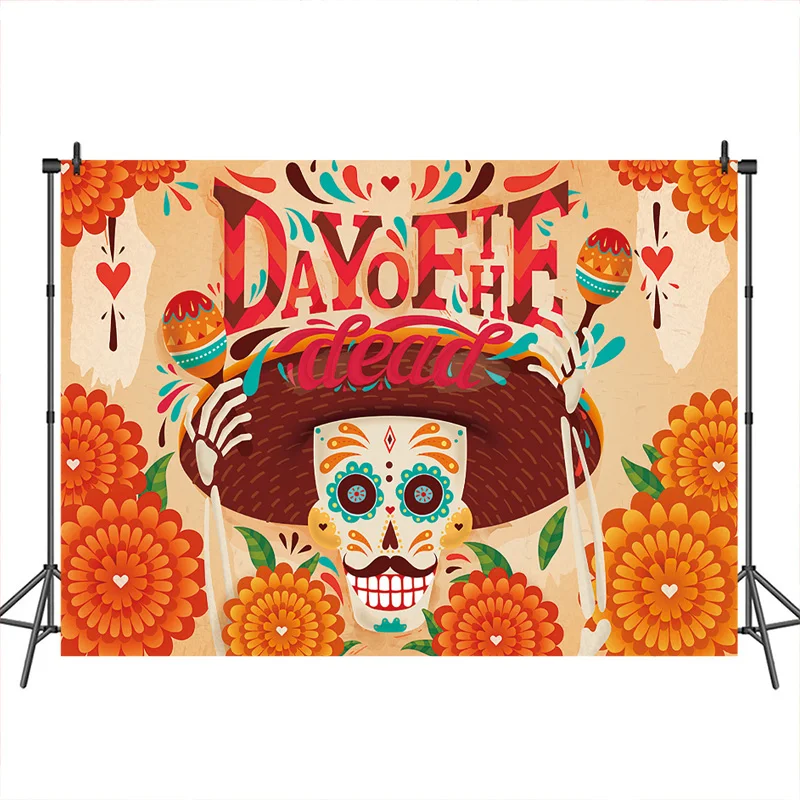 День мертвых фон мексиканский Сахар Череп фотография Фон Dia DE Muertos наряды