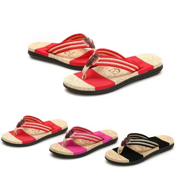 

Sleeper #401 2019 NEW FASHION Women's Fashion Couples Casual Flat Flip Flops Men Slippers Beach Striped Shoes Free Shipping