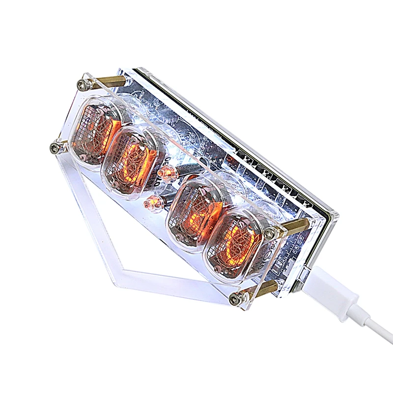 

New-DC5V 4-Bit IN-12 Integrated Glow Tube Clock Colorful RGB LED Backlight, Acrylic 4 IN-12B Tube Lab Scientific DIY Magic Toy f