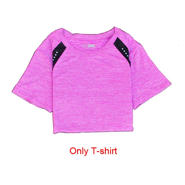 PurpleTShirt Женская одежда для тенниса, комплект для йоги, одежда для бадминтона, футболка для фитнеса и бега+ штаны, Быстросохнущий Спортивный костюм для тренировок и бега - Цвет: PurpleTShirt
