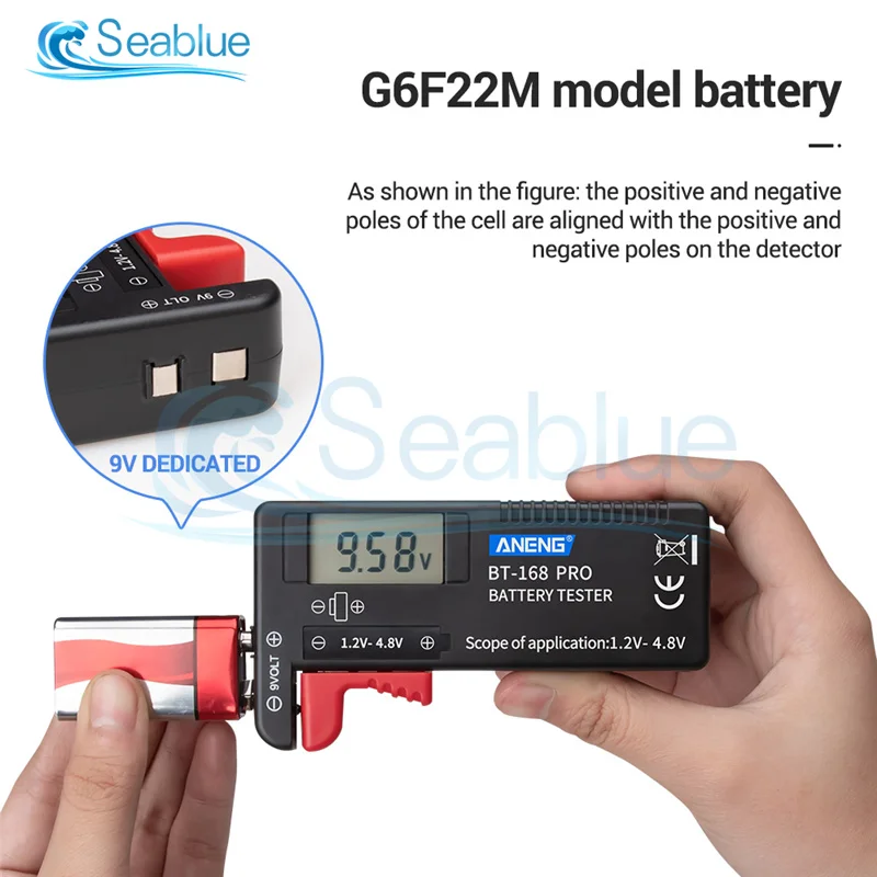 BT-168 Pro Digital Display Battery Tester Battery Checker Can Measure 18650 Batteries 9V 3.7V 1.5V Cell C D Batteries Tester 3