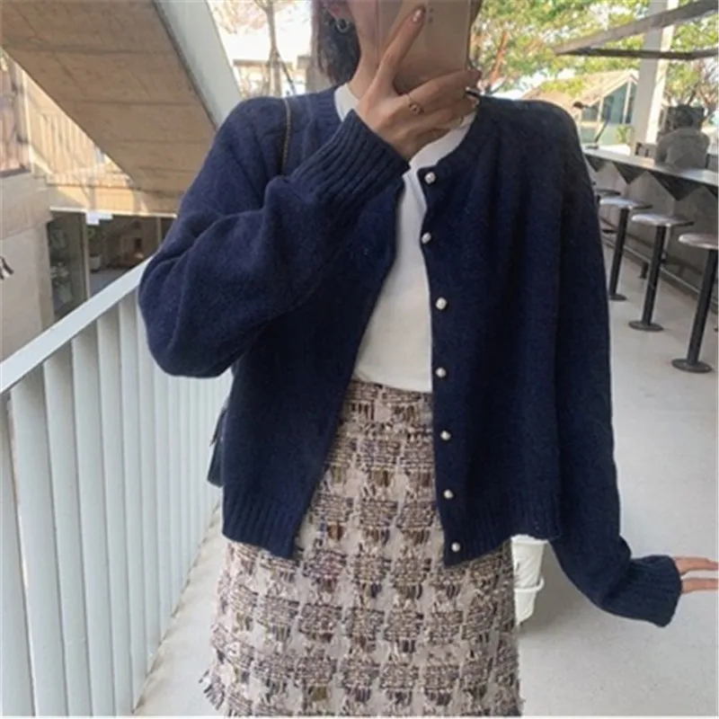 

RUGOD 2020 Hot Winter Single-breasted Knitted Cardigans for Ladies O-neck Puff Sleeve Female Outwear Elegant Chic Women's Outfit