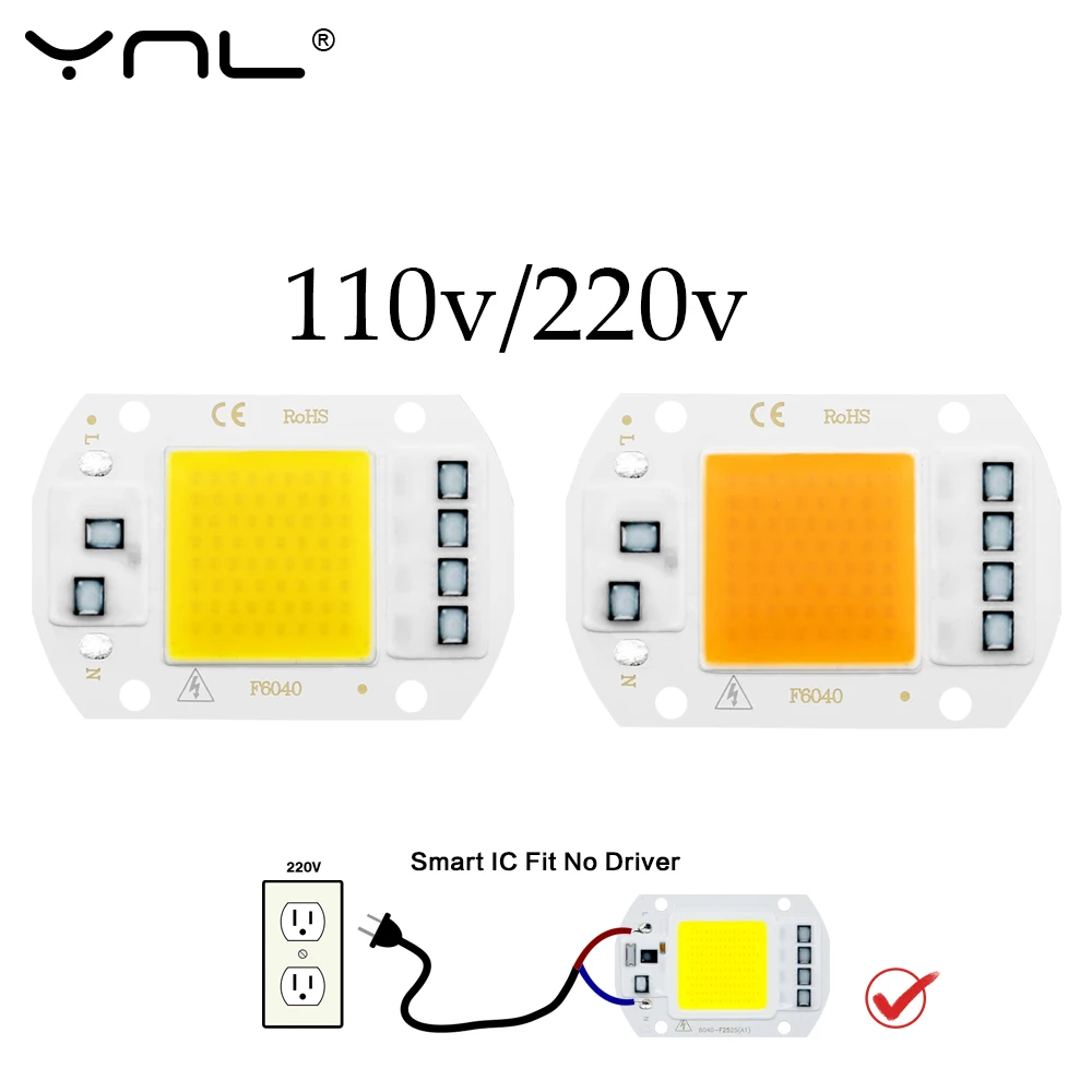 COB Chip светодиодная лампа AC 220 В 10 Вт 20 30 50 умная IC без необходимости драйвер лампада